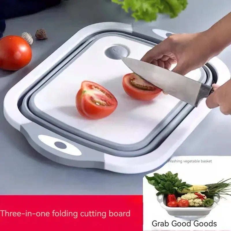New Multifunctional Cutting Board Folding Cutting Board Kitchen Supplies Are Convenient and Simple Draining Basket