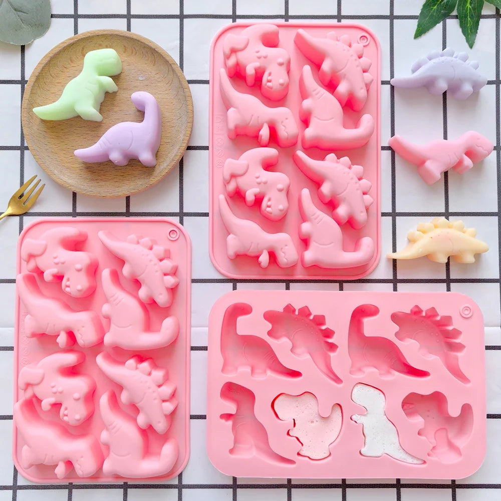 1/2/3pc 8-cavity silicone mold 3D dinosaur shaped chocolate candy, pudding, cookies, mold making cake baking utensils Tool