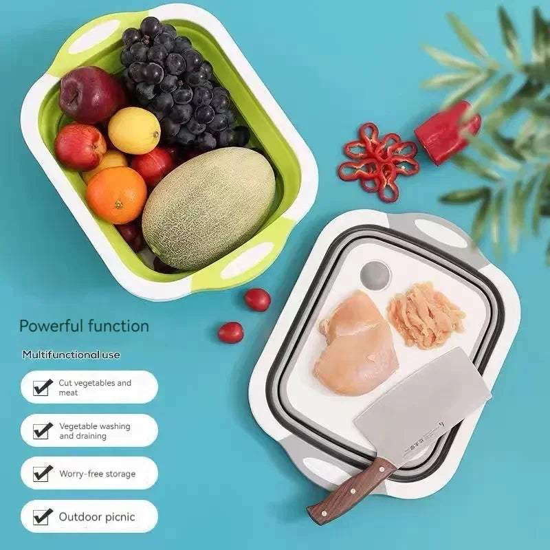 New Multifunctional Cutting Board Folding Cutting Board Kitchen Supplies Are Convenient and Simple Draining Basket