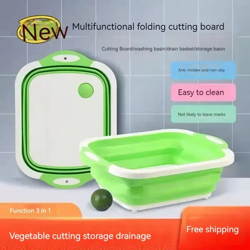 New Multifunctional Cutting Board Folding Cutting Board Kitchen Supplies Are Convenient and Simple Draining Basket