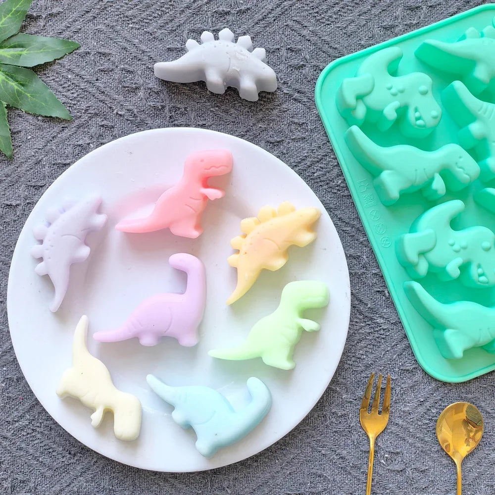 1/2/3pc 8-cavity silicone mold 3D dinosaur shaped chocolate candy, pudding, cookies, mold making cake baking utensils Tool