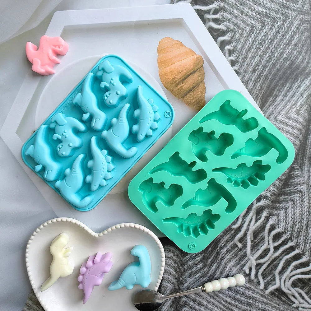 1/2/3pc 8-cavity silicone mold 3D dinosaur shaped chocolate candy, pudding, cookies, mold making cake baking utensils Tool