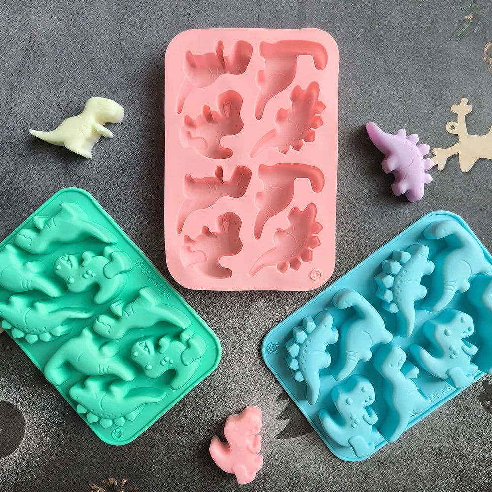 1/2/3pc 8-cavity silicone mold 3D dinosaur shaped chocolate candy, pudding, cookies, mold making cake baking utensils Tool