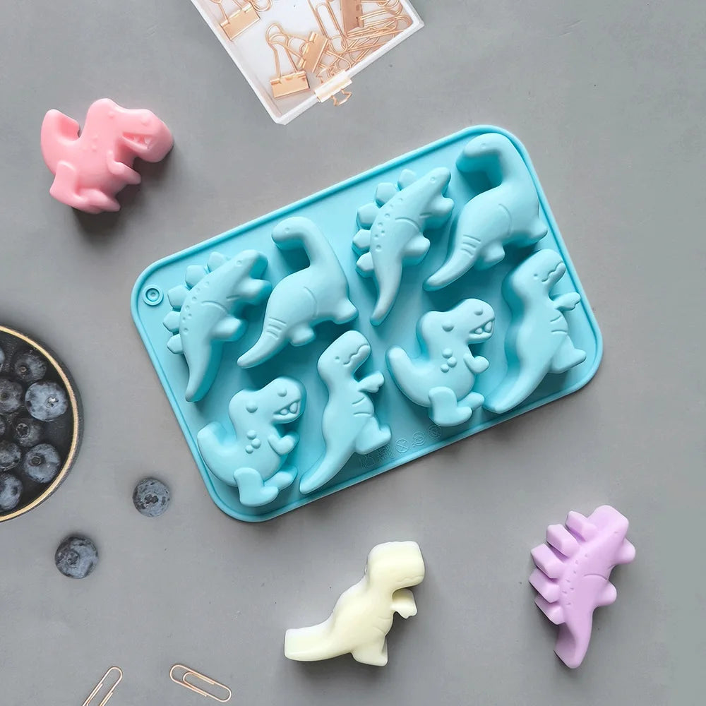 1/2/3pc 8-cavity silicone mold 3D dinosaur shaped chocolate candy, pudding, cookies, mold making cake baking utensils Tool