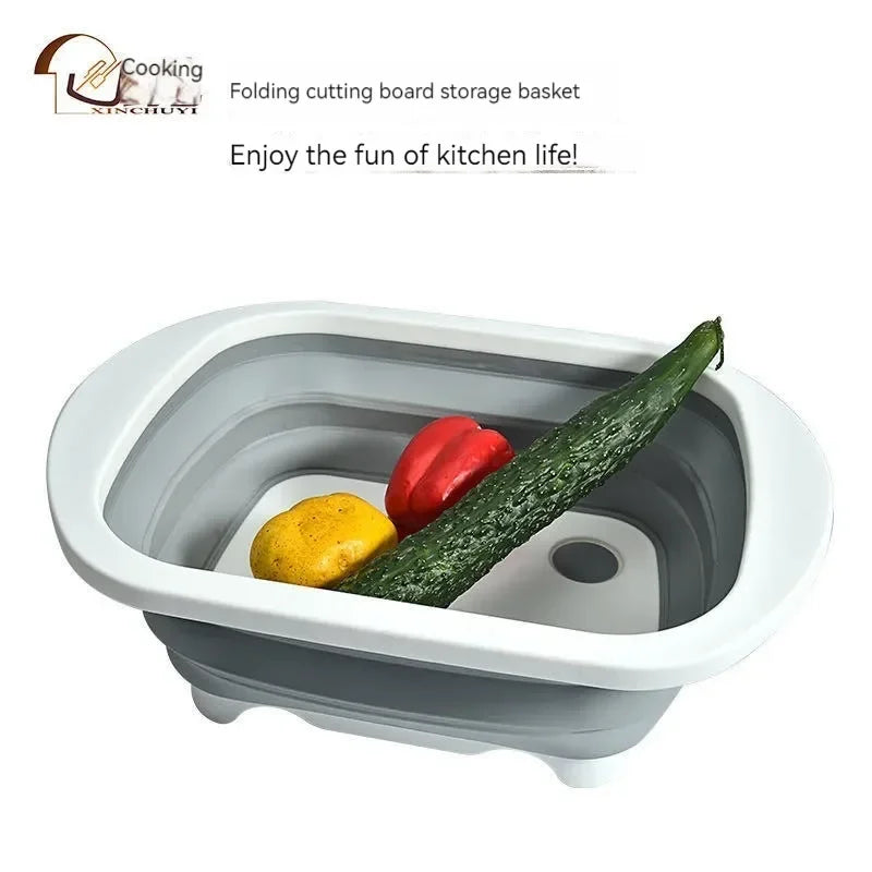 New Multifunctional Cutting Board Folding Cutting Board Kitchen Supplies Are Convenient and Simple Draining Basket