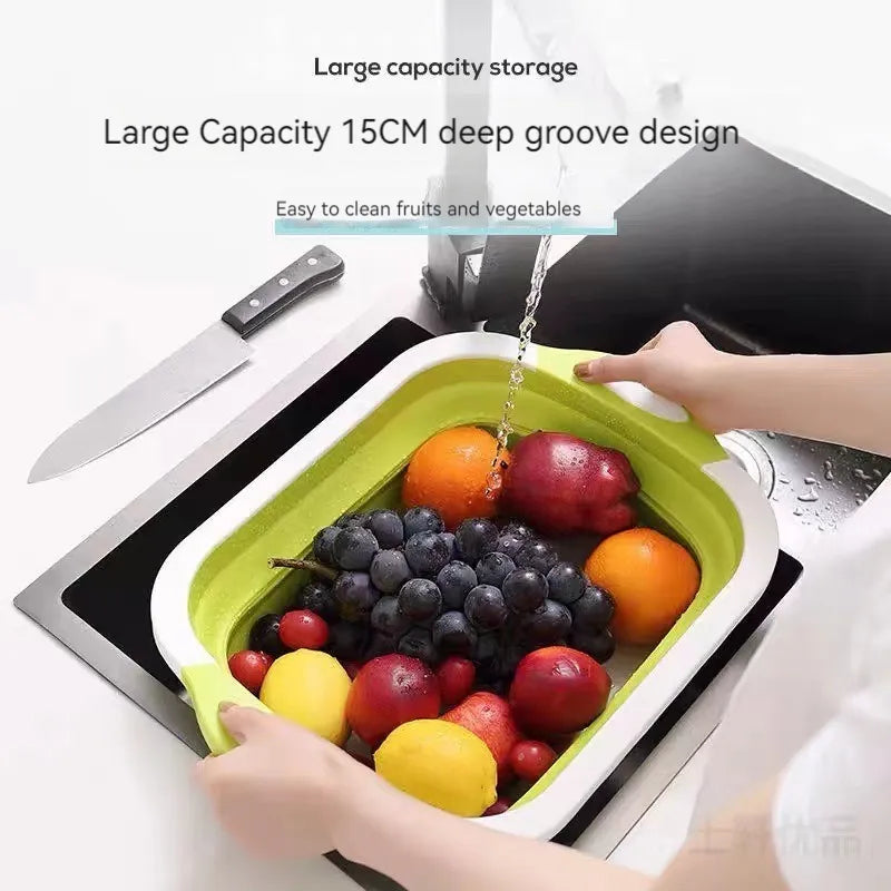 New Multifunctional Cutting Board Folding Cutting Board Kitchen Supplies Are Convenient and Simple Draining Basket